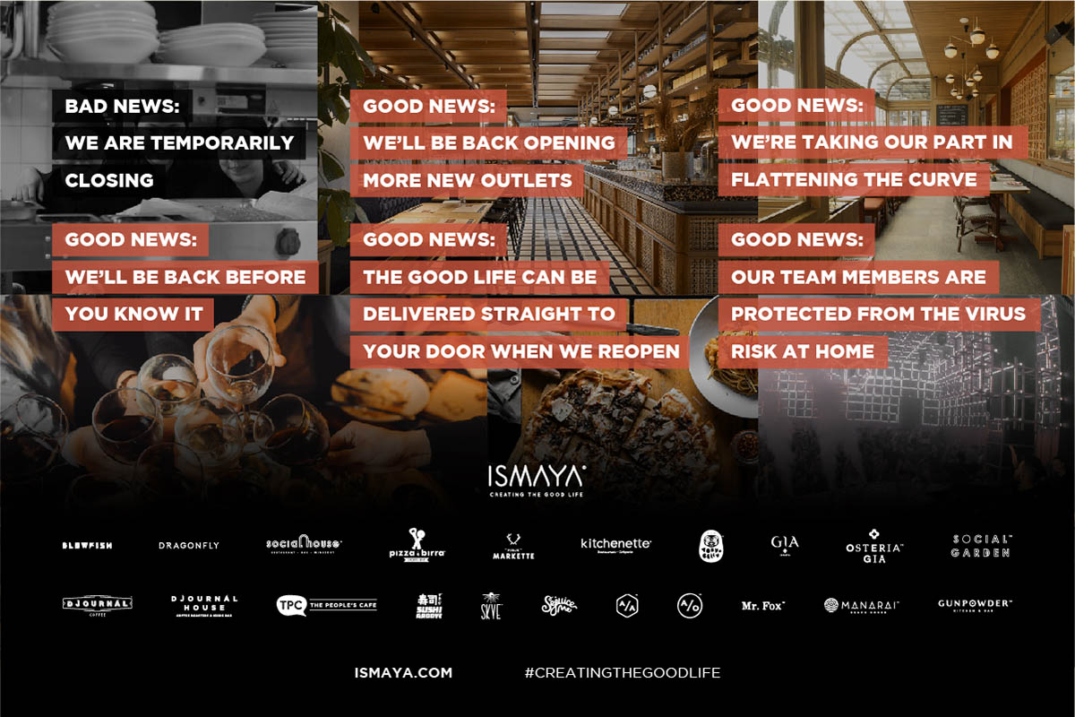 ISMAYA OUTLETS ARE TEMPORARILY CLOSING